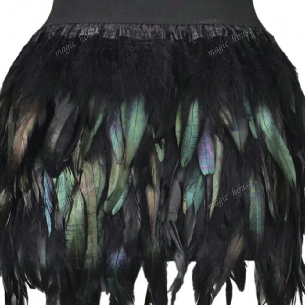 Sold! New! Black faux feather Embellished Mini Skirt for Night Out or festival !